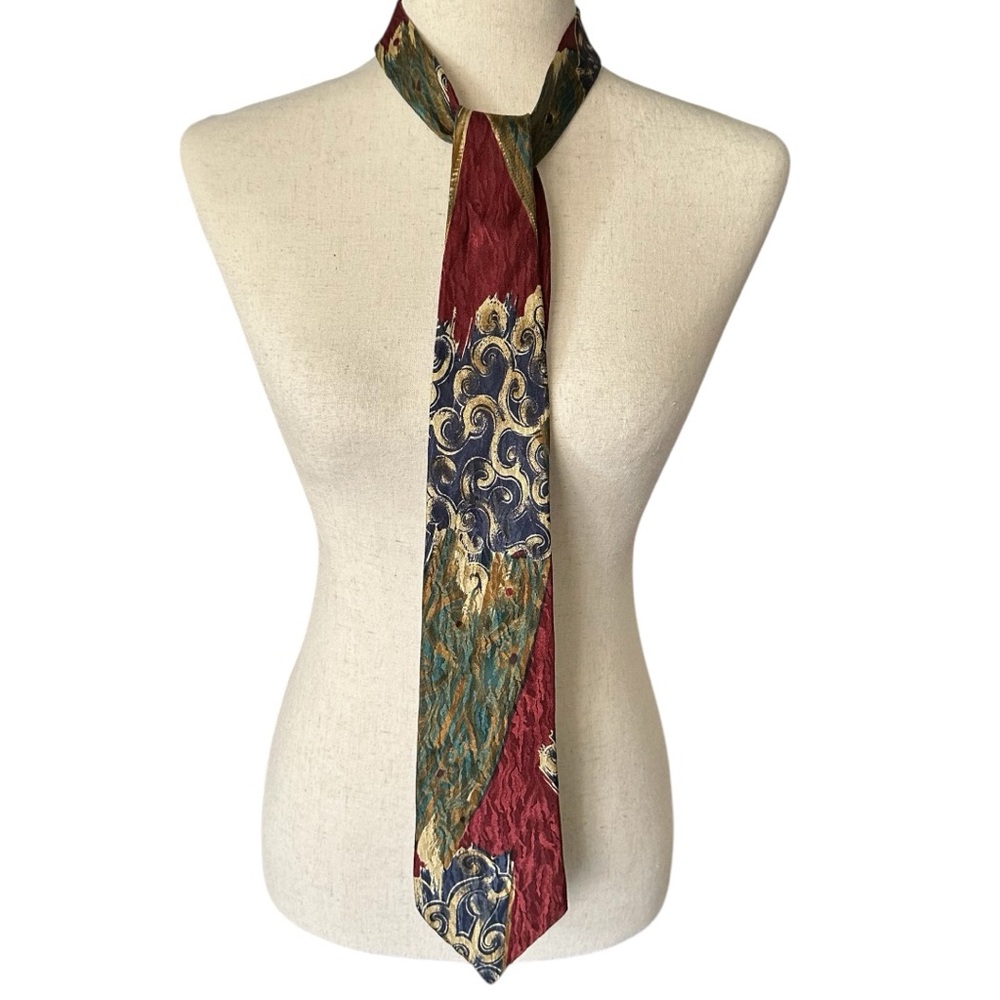 Men's Silk Paisley Neck tie Multicolor Classic Length 56” Francesco Tassi